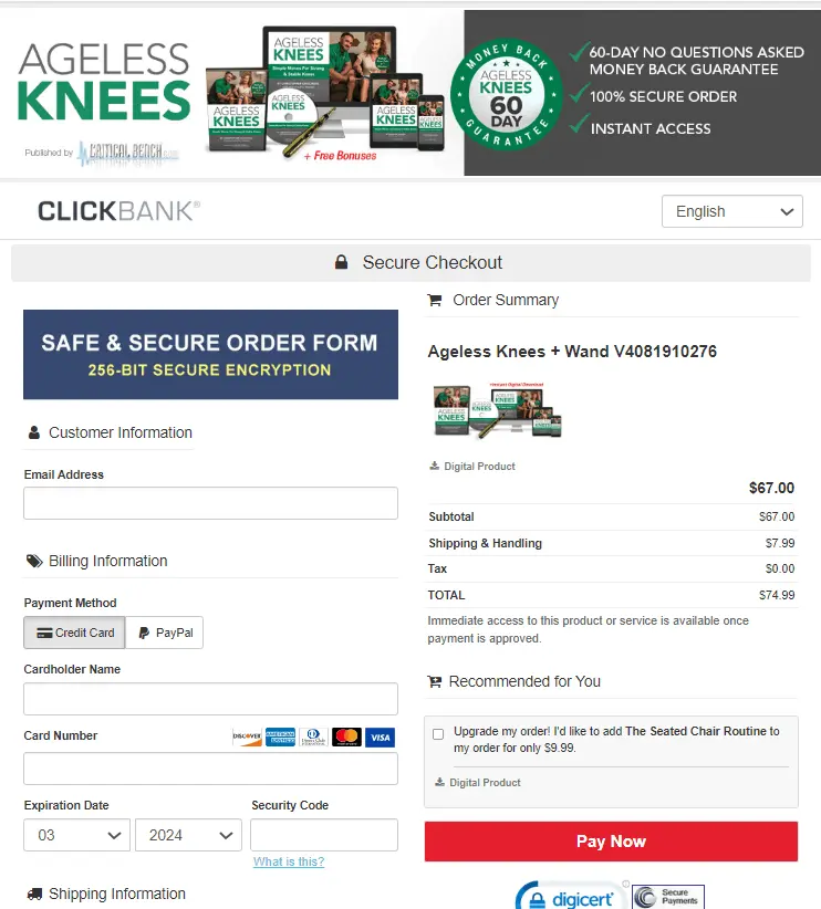 ageless knees-Checkout
